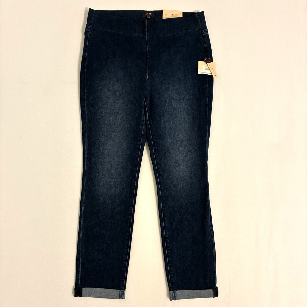 NWT NYDJ Pull On Skinny Ankle Roll Cuff Jeans Womens Size 6 Lift Tuck Pants